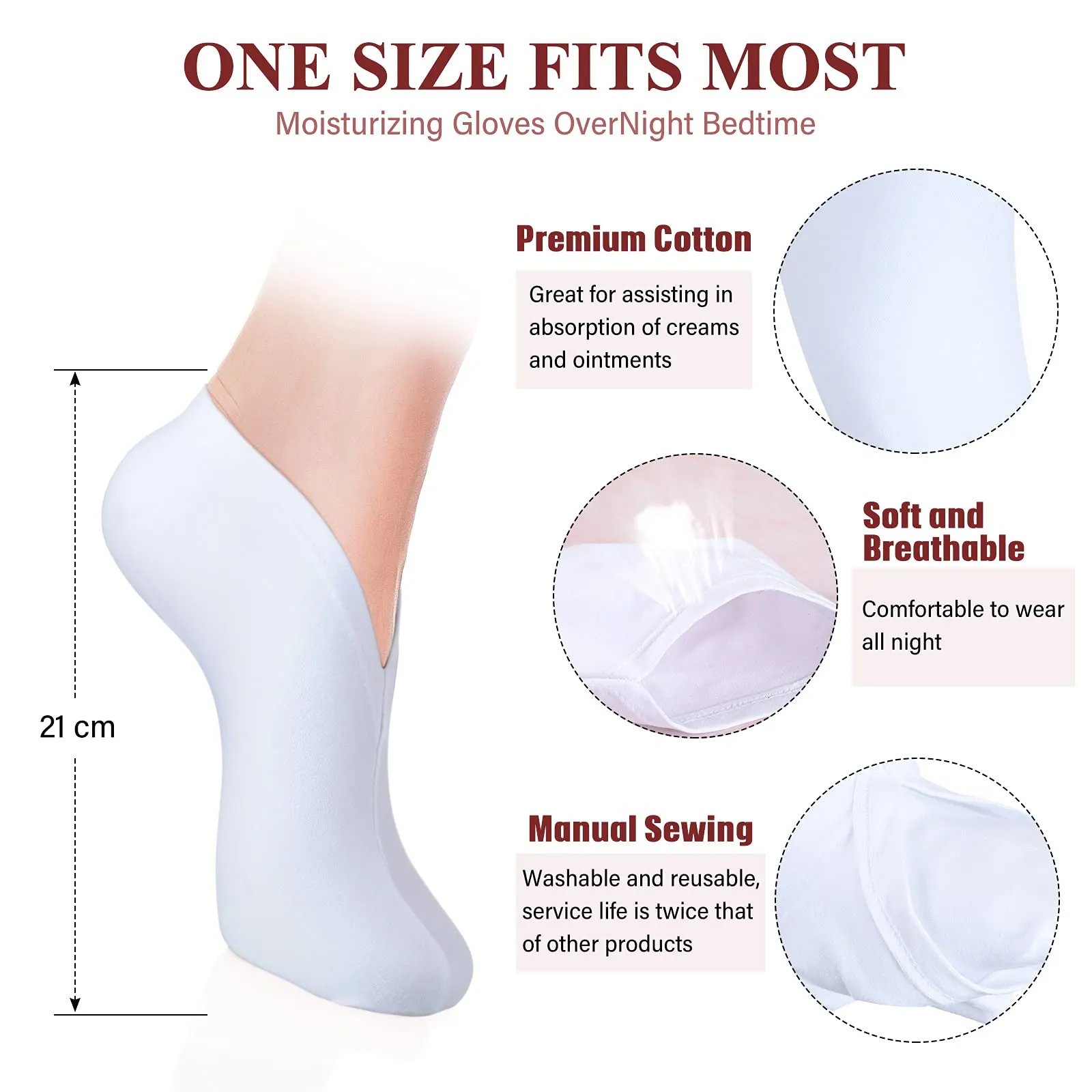 10 Pairs Moisturizing Socks Overnight, Spa Socks for Dry Feet, Moisture Enhancing Socks, Cosmetic Moisturizing Socks for Women and Men, White