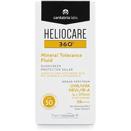 360 Mineral Tolerance Fluid Spf50 50ml Mineral Face Sunscreen Hypoallergenic Sun Protection Silky Clear Finish ,Heliocare