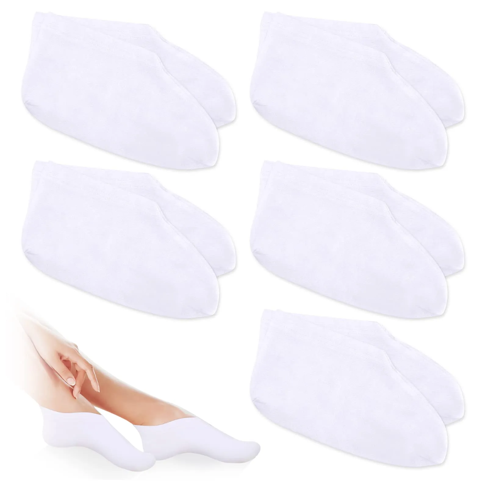 5 Pairs Moisturizing Socks Set, Thin Foot Spa Socks Cotton Moisture Enhancing Socks Cosmetic Socks for Dry Feet, Hard Cracked Heels, Calluses, Cuticles, Rough Skin, White, 8.26 in