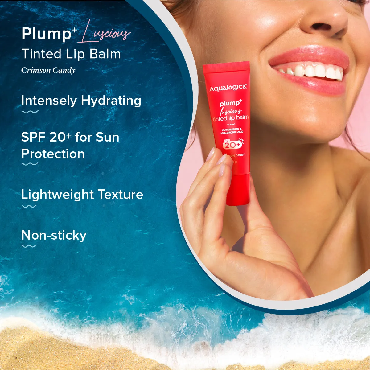 Crimson Candy Plump  Luscious Tinted SPF 20  Lip Balm with Watermelon & Hyaluronic Acid - 10g