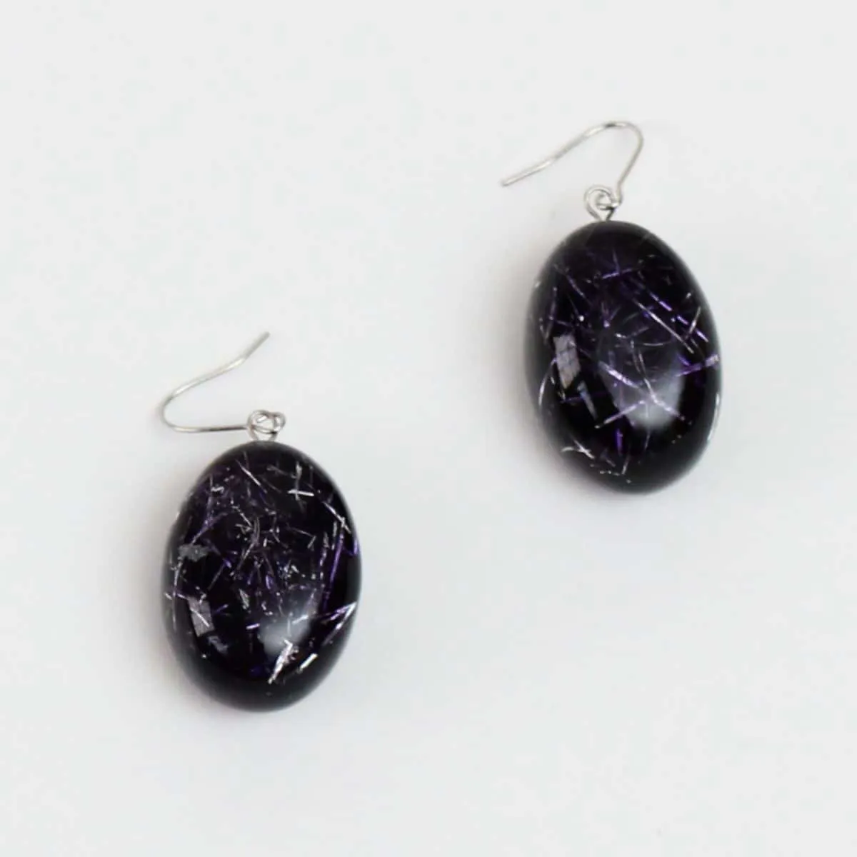 Deep Purple Speckled Oval Thea Earring