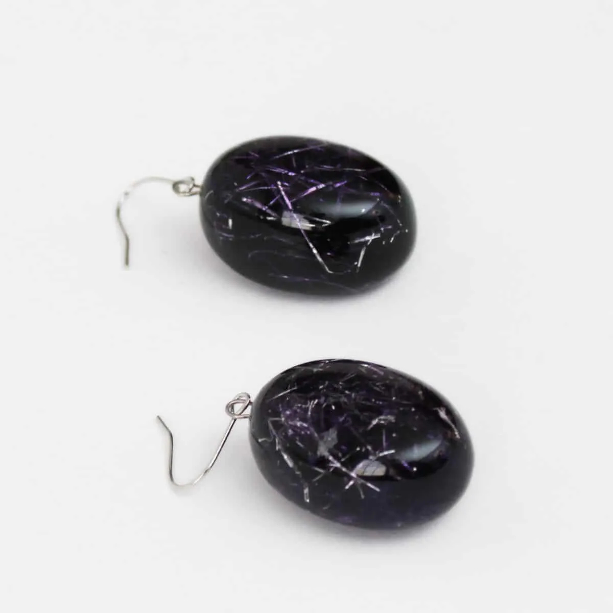 Deep Purple Speckled Oval Thea Earring