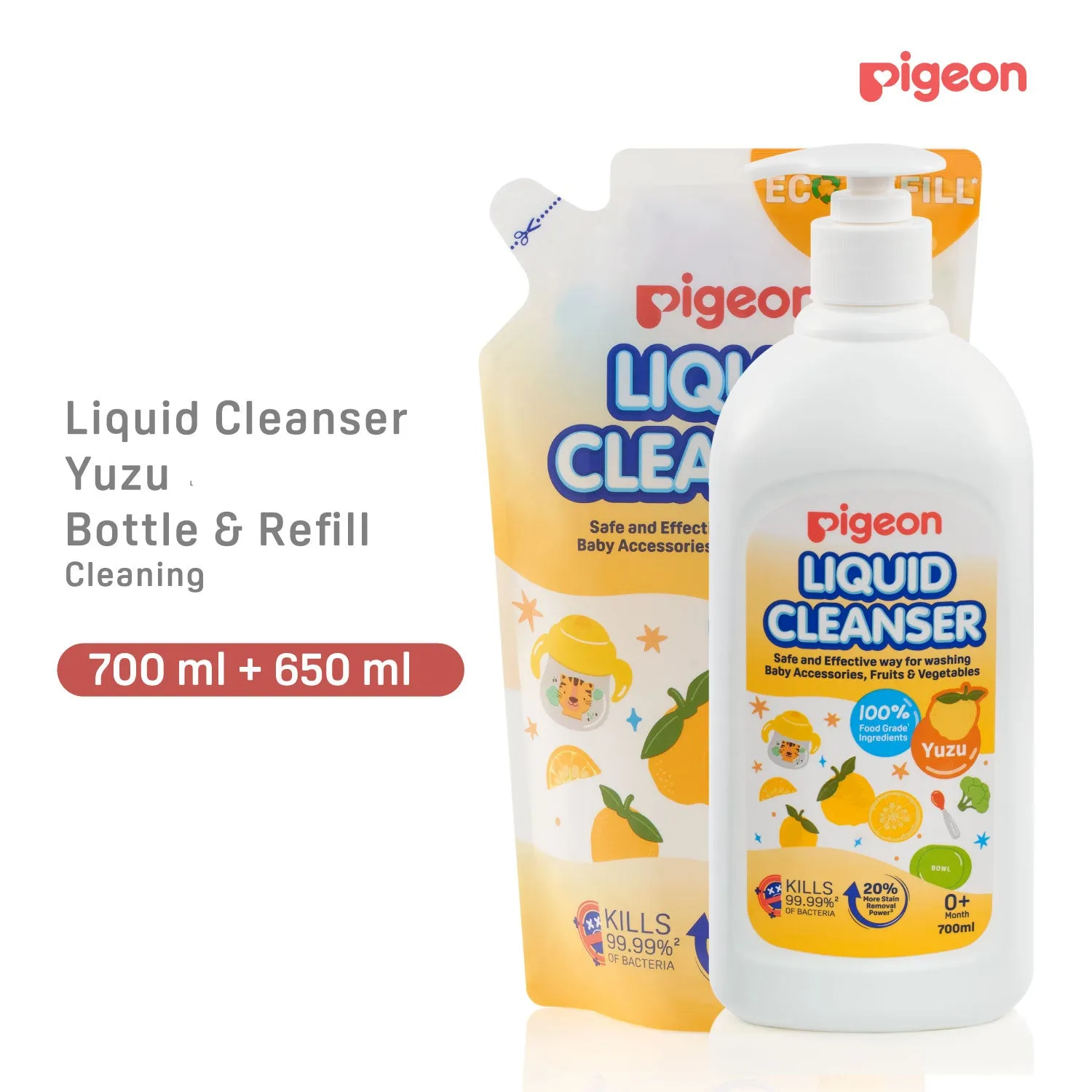 Pigeon Liquid Cleanser Yuzu 700ml   650ml(Refill) [Bundle Pack]